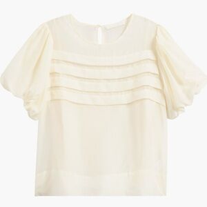 NWT WYETH IVORY LAYERED SHORT SLEEVE PUFF TOP